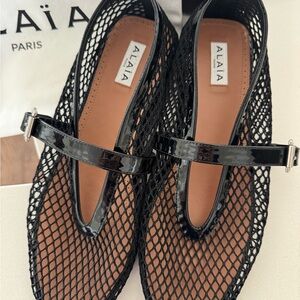 Alaia Black Mesh Flats with Pointed Toe